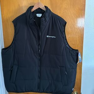 Black Puffer Vest Mens 2XL Champion Zip Pockets